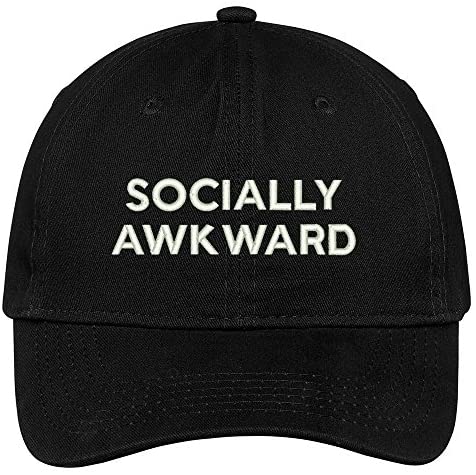 Trendy Apparel Shop Socially Awkward Embroidered Brushed Cotton Adjustable Cap Dad Hat