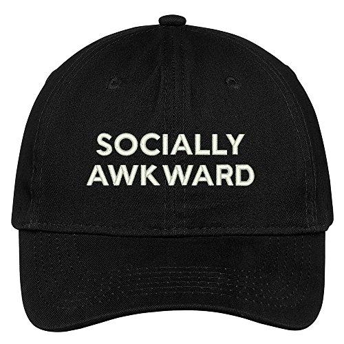 Trendy Apparel Shop Socially Awkward Embroidered Brushed Cotton Adjustable Cap Dad Hat