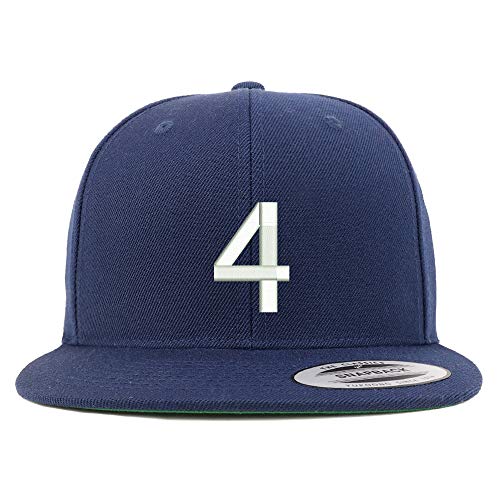 Trendy Apparel Shop Number 4 Embroidered Snapback Flatbill Baseball Cap