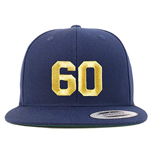 Trendy Apparel Shop Number 60 Gold Thread Flat Bill Snapback Baseball Cap