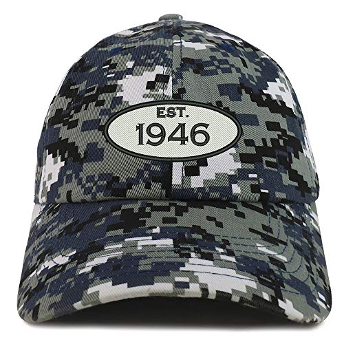 Trendy Apparel Shop 75th Birthday Established Year Soft Crown Brushed Cotton Cap