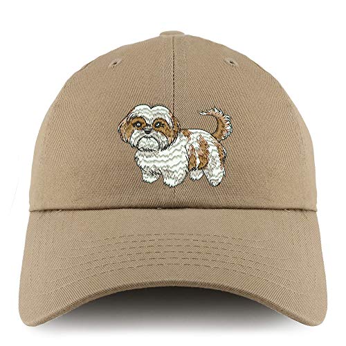 Trendy Apparel Shop Shih Tzu Dog Embroidered Low Profile Soft Cotton Dad Hat Cap