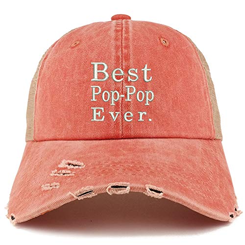 Trendy Apparel Shop Best Pop Pop Ever Washed Front Mesh Back Frayed Bill Cap