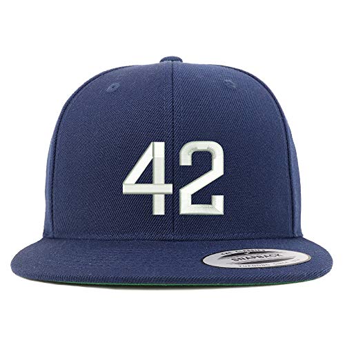 Trendy Apparel Shop Number 42 Embroidered Snapback Flatbill Baseball Cap