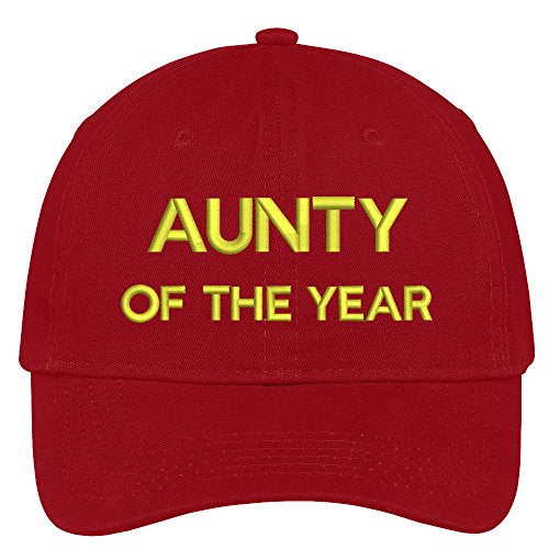 Trendy Apparel Shop Aunt of The Year Embroidered Adjustable Cotton Twill Baseball Cap