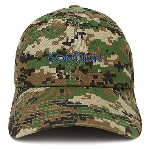 Trendy Apparel Shop London Text Embroidered Soft Crown 100% Brushed Cotton Cap