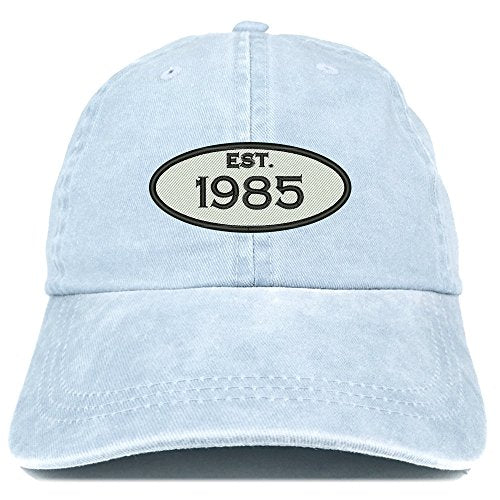 Trendy Apparel Shop Established 1985 Embroidered 36th Birthday Gift Pigment Dyed Washed Cotton Cap