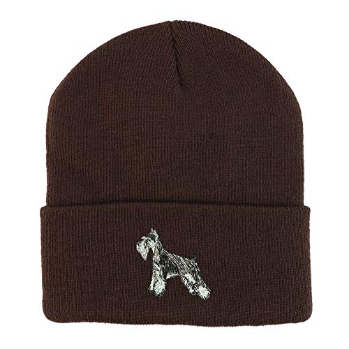 Trendy Apparel Shop Miniature Schnauzer Dog Embroidered Winter Long Cuff Beanie