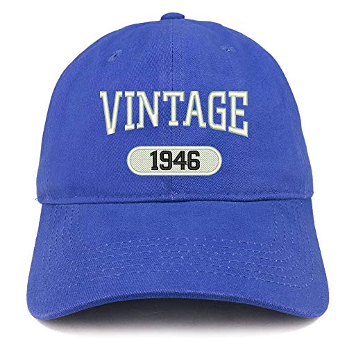 Trendy Apparel Shop 75th Birthday Vintage 1946 Soft Crown Brushed Cotton Cap