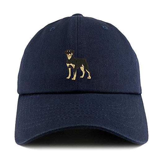 Trendy Apparel Shop Rottweiler Dog Embroidered Low Profile Soft Cotton Dad Hat Cap