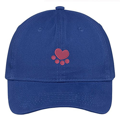 Trendy Apparel Shop Heart Paw Embroidered Low Profile Soft Cotton Brushed Baseball Cap