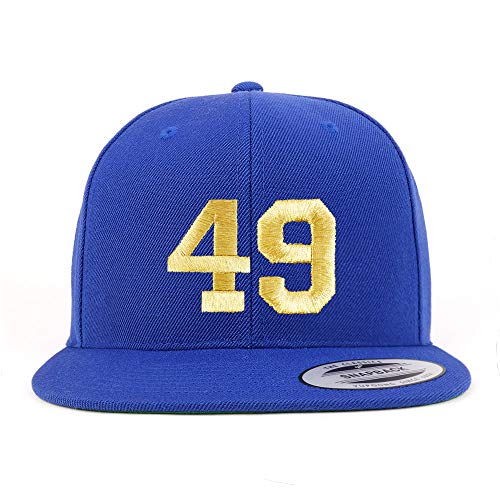 Trendy Apparel Shop Number 49 Gold Thread Flat Bill Snapback Baseball Cap