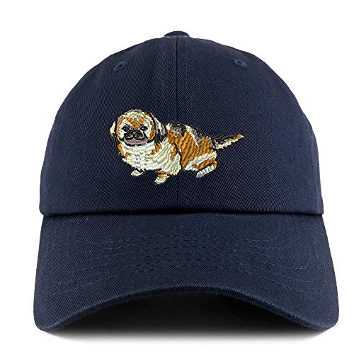 Trendy Apparel Shop Pekingese Dog Embroidered Low Profile Soft Cotton Dad Hat Cap