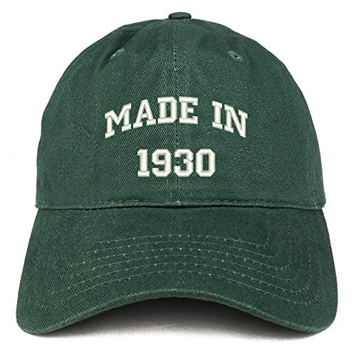 Trendy Apparel Shop Made in 1930 Text Embroidered 91st Birthday Brushed Cotton Cap