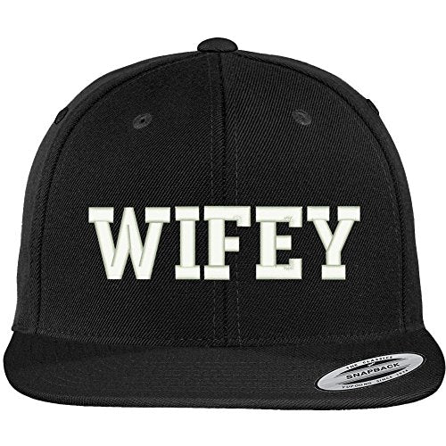 Trendy Apparel Shop Wifey Embroidered Flat Bill Adjustable Snapback Cap