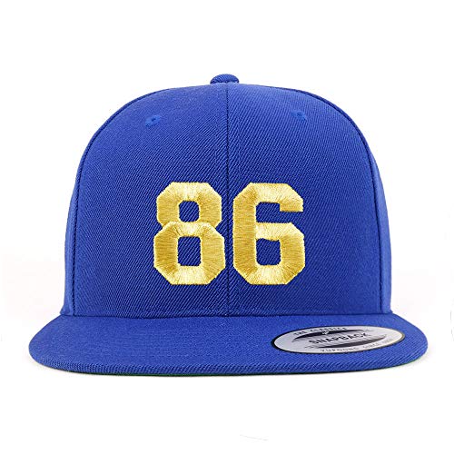 Trendy Apparel Shop Number 86 Gold Thread Flat Bill Snapback Baseball Cap