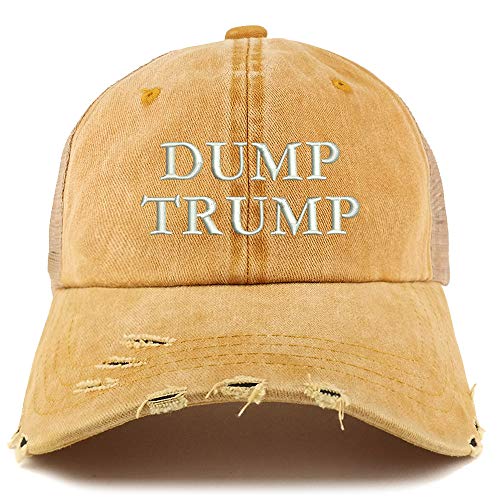 Trendy Apparel Shop Dump Trump Washed Front Frayed Bill Trucker Cap