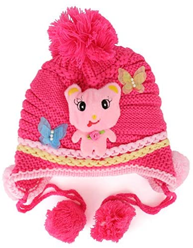 Trendy Apparel Shop Girl's Kids Cute Animal Earflap Pom Beanie with Tassel