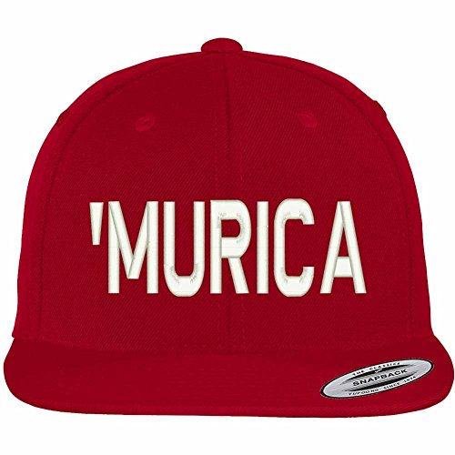 Trendy Apparel Shop Murica Embroidered Flat Bill Snapback Patriotic Ball Cap