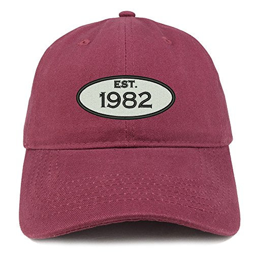 Trendy Apparel Shop Established 1982 Embroidered 39th Birthday Gift Soft Crown Cotton Cap