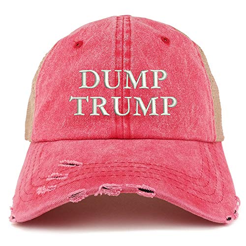 Trendy Apparel Shop Dump Trump Washed Front Frayed Bill Trucker Cap