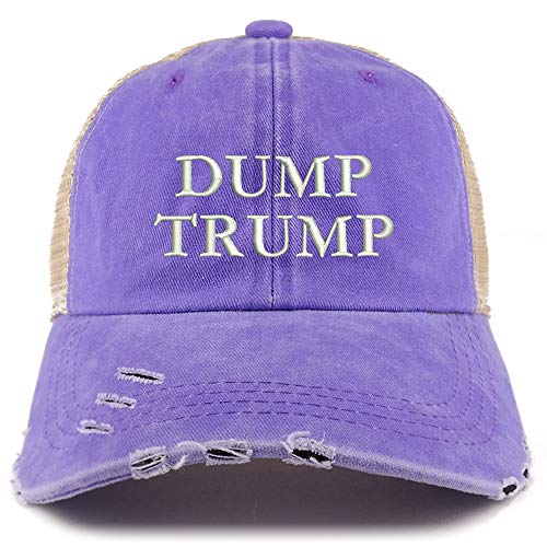 Trendy Apparel Shop Dump Trump Washed Front Frayed Bill Trucker Cap