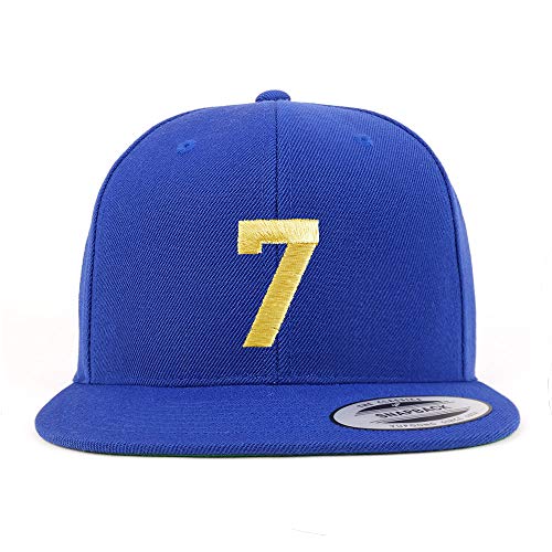 Trendy Apparel Shop Number 7 Gold Thread Flat Bill Snapback Baseball Cap