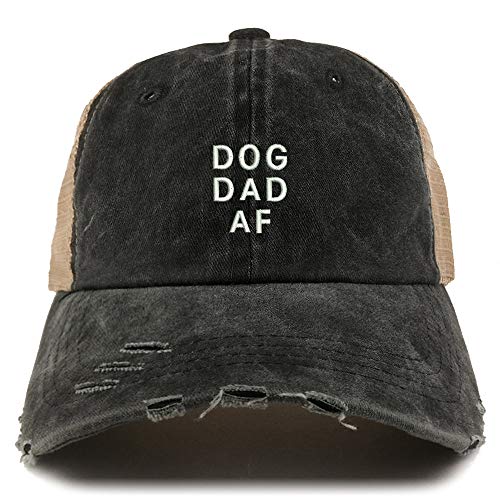 Trendy Apparel Shop Dog Dad AF Washed Front Mesh Back Frayed Bill Cap