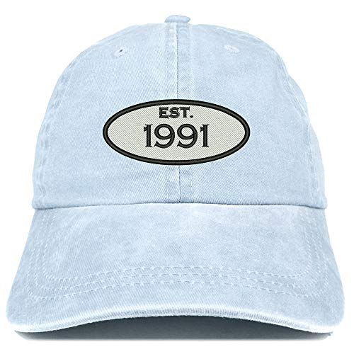 Trendy Apparel Shop 30th Birthday Established 1991 Washed Cotton Adjustable Cap