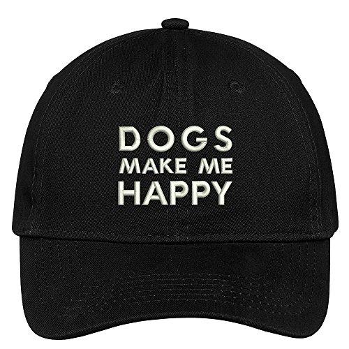 Trendy Apparel Shop Dogs Make Me Happy Embroidered Brushed Cotton Dad Hat Cap