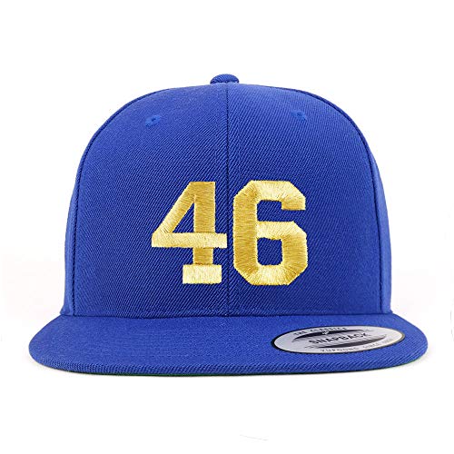 Trendy Apparel Shop Number 46 Gold Thread Flat Bill Snapback Baseball Cap