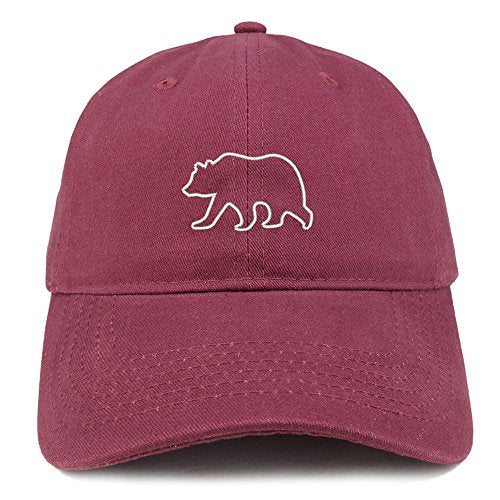 Trendy Apparel Shop Grizzly Bear Outline Embroidered Soft Cotton Dad Hat