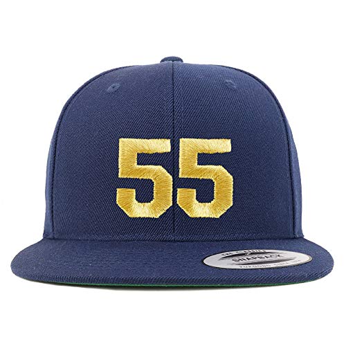 Trendy Apparel Shop Number 55 Gold Thread Flat Bill Snapback Baseball Cap