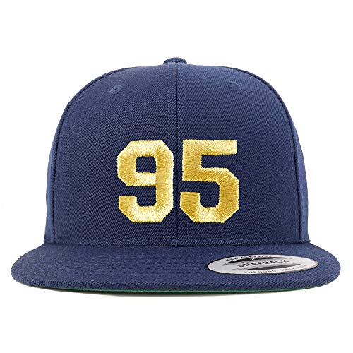 Trendy Apparel Shop Number 95 Gold Thread Flat Bill Snapback Baseball Cap