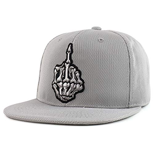 Trendy Apparel Shop Skeleton Middle Finger Embroidery Jersey Snapback Cap