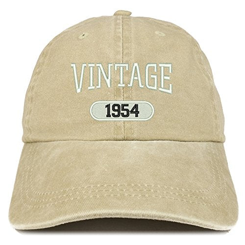 Trendy Apparel Shop Vintage 1954 Embroidered 67th Birthday Soft Crown Washed Cotton Cap