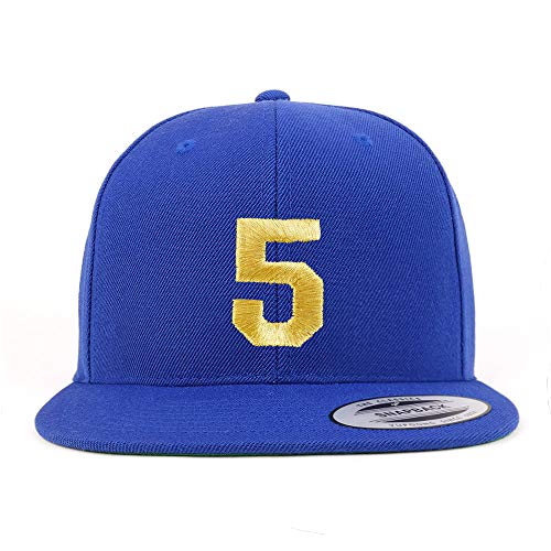 Trendy Apparel Shop Number 5 Gold Thread Flat Bill Snapback Baseball Cap