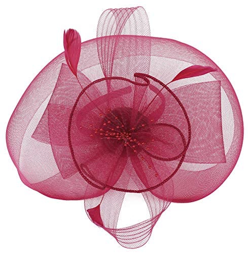 Trendy Apparel Shop Mesh Floral Ribbon Knot Feather Beaded Fascinator Headband