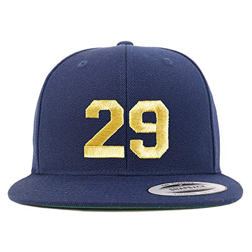 Trendy Apparel Shop Number 29 Gold Thread Flat Bill Snapback Baseball Cap