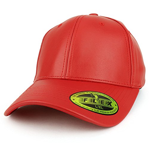 Trendy Apparel Shop Flex Fitted PU Leather Structured Baseball Cap