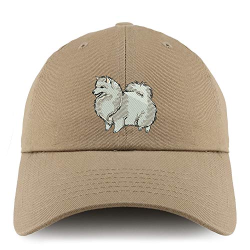 Trendy Apparel Shop Spitz Dog Embroidered Low Profile Soft Cotton Dad Hat Cap