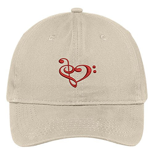 Trendy Apparel Shop Heart Music Note Embroidered Low Profile Soft Cotton Brushed Baseball Cap