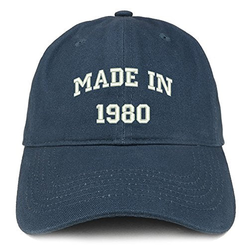 Trendy Apparel Shop Made in 1980 Text Embroidered 41st Birthday Brushed Cotton Cap