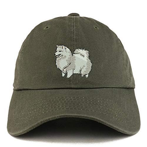 Trendy Apparel Shop Spitz Dog Embroidered Low Profile Soft Cotton Dad Hat Cap