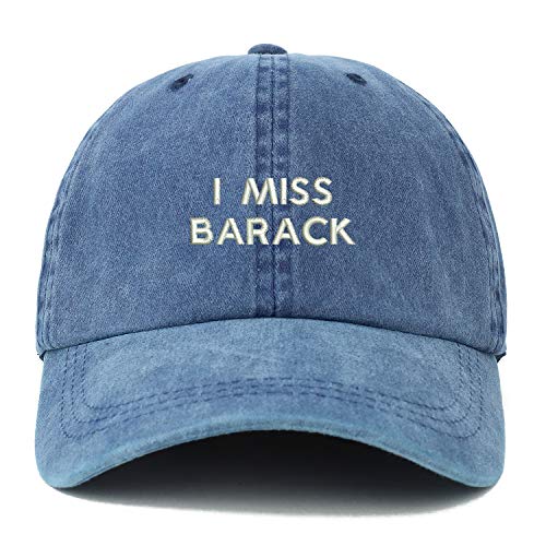 Trendy Apparel Shop XXL I Miss Barack Embroidered Unstructured Washed Pigment Dyed Baseball Cap