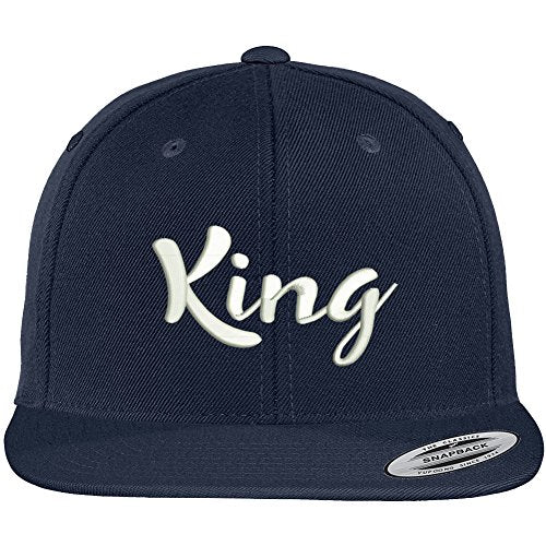 Trendy Apparel Shop King Script Embroidered Flat Bill Snapback Baseball Cap