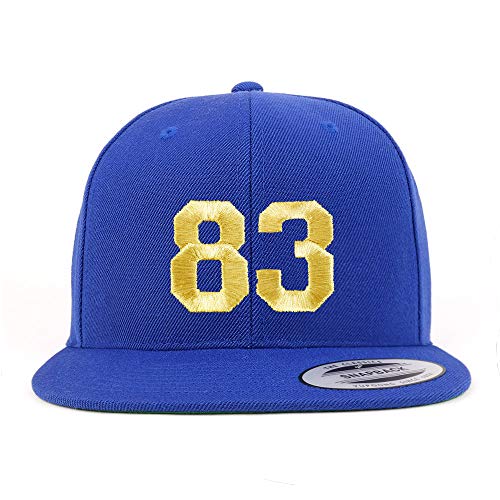 Trendy Apparel Shop Number 83 Gold Thread Flat Bill Snapback Baseball Cap