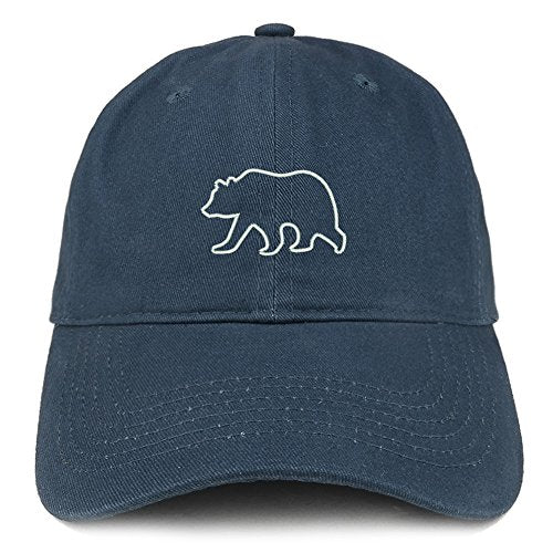 Trendy Apparel Shop Grizzly Bear Outline Embroidered Soft Cotton Dad Hat