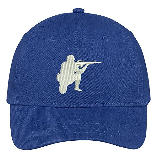 Trendy Apparel Shop Soldier Silhouette Embroidered Low Profile Soft Cotton Brushed Cap