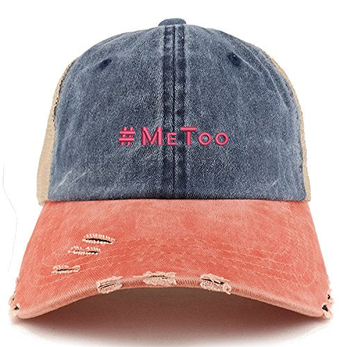 Trendy Apparel Shop MeToo Movement Hot Pink Embroidered Frayed Bill Trucker Mesh Cap